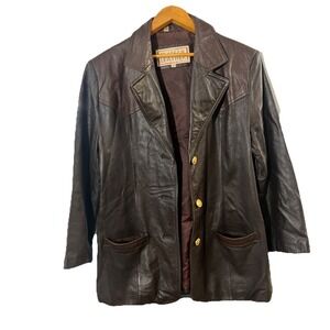 Braefair‎ Leather Brown Genuine Leather Jacket Coat Women's Size 16